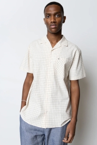 Clean Cut Copenhagen Bowling Miguel Seersucker Hemd S/S Ecru/Black Check