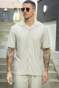 ONLY & SONS Kari Relaxed Plizze Resort SS Hemd Moonstruck