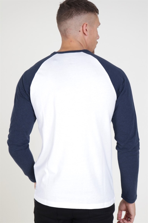 Only & Sons Elton Raglan Granddad LS T-Hemd White/Navy