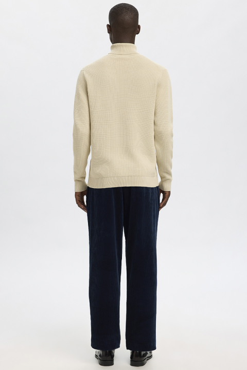Selected Dane LS Structure Knit Roll Neck Oatmeal