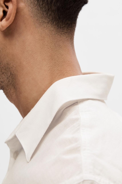 Selected Slim Sun Linen Hemd LS White