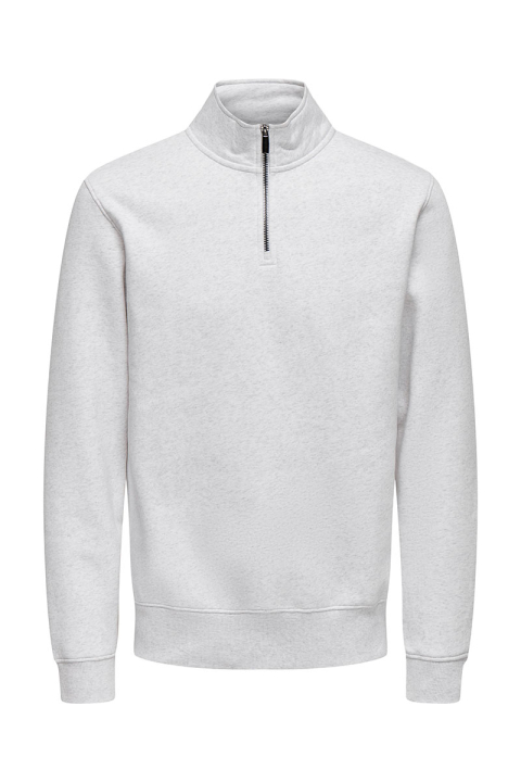 ONLY & SONS Ceres Half Zip Sweat Super Light Grey Melange