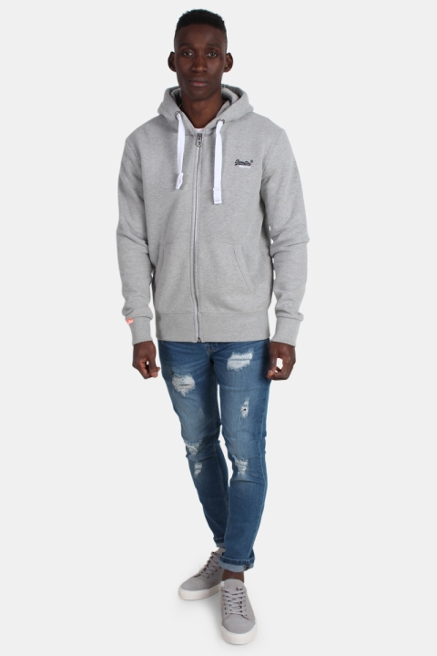 Superdry Orange Label Zip Hoodie Grey Marl