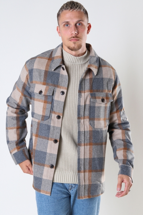 Jack & Jones JOROLLIE CHECK Hemd JACKET LS LN Malt Ball /CHECK