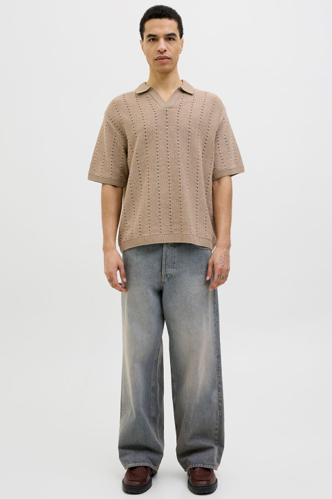 Jack & Jones Aros Knit Easter SS Crochet Polo Safari