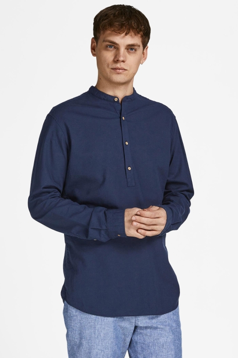 Jack & Jones JPRBLASUMMER HALF PLACKET Hemd L/S SN Navy Blazer