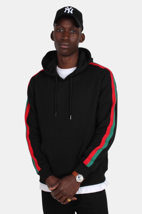 Uhrban Classics Stripe Shoulder Hoodie Black/ Fire Red/ Green