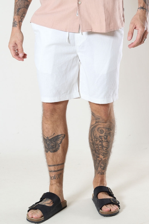 Solid Aurelius Elasticated Linen Shorts White