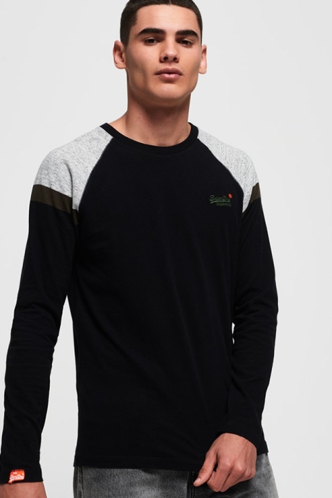 Superdry O L Eng'D Sleeve Baseball T-Hemd Black