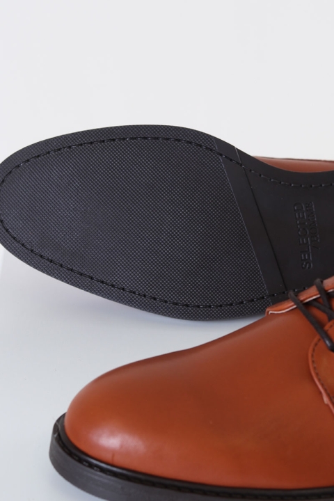 Selected SLHBLAKE LEATHER DERBY SHOE B NOOS Cognac