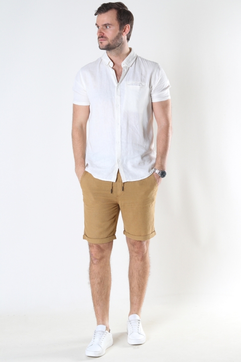Solid SDTruc Shorts Linen Dull Gold