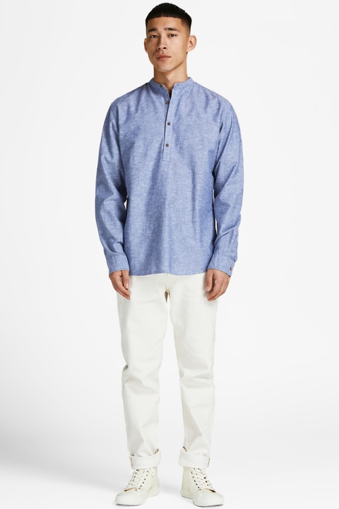 Jack & Jones JPRBLASUMMER HALF PLACKET Hemd L/S SN Faded Denim