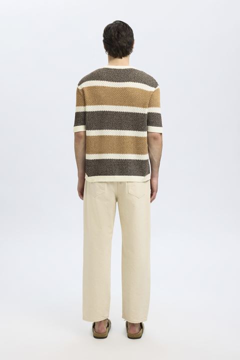 Selected Ginger SS Knit Relaxed Fit Stripe Tee Egret
