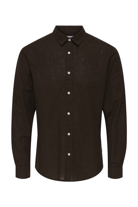 ONLY & SONS Caiden LS Linen Hemd Coffee Bean