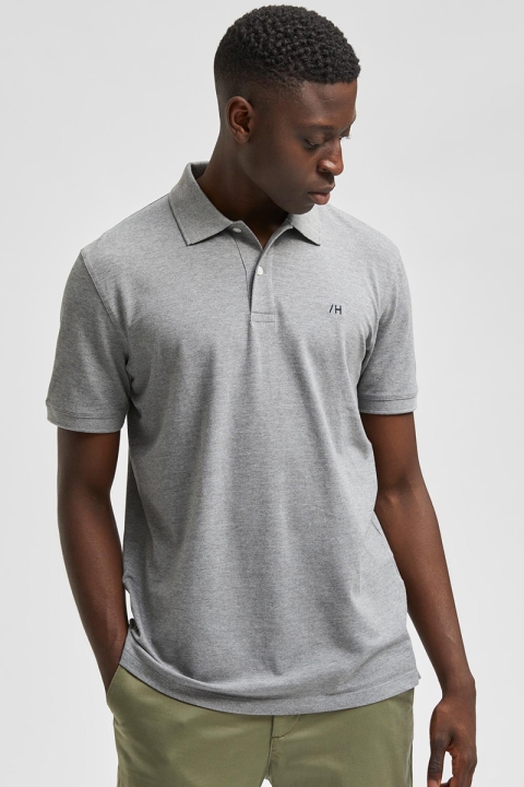 Selected SLHAZE SS POLO W NOOS Medium Grey Melange