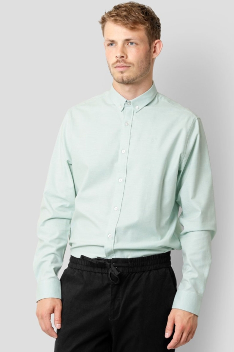 Clean Cut Copenhagen Oxford Stretch Plain L/S Minty Green Melange