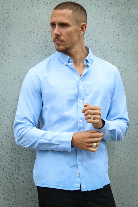 Solid Val Oxford Stretch Hemd LS Sky Blue