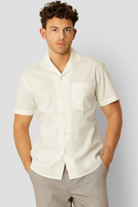 Clean Cut Copenhagen Bowling Cotton Linen Hemd SS Ecru