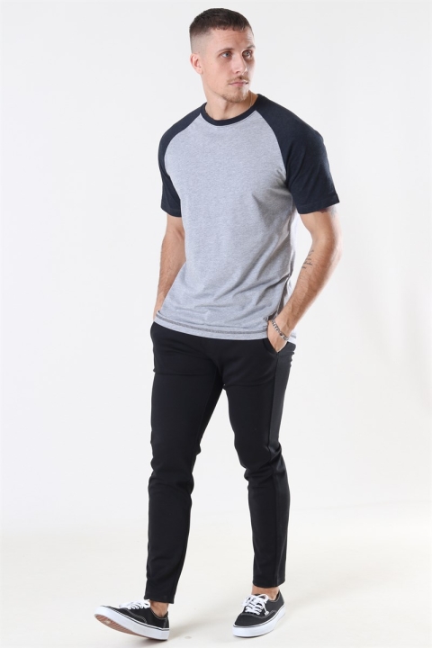 Basic Brand Raglan T-Hemd Oxford Grey/Heather Black