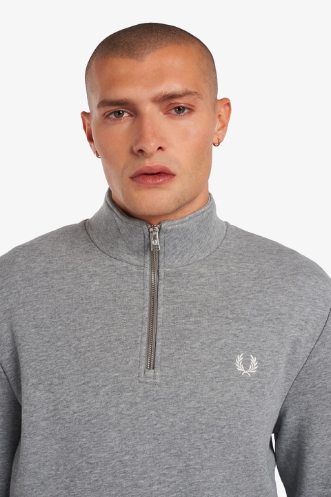 Fred Perry HALF ZIP SWEATSHIRT 420 Steel Marl