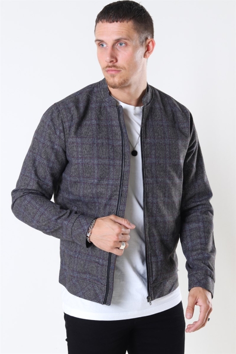 Tailored & Originals Shayan Bomber Jacke Med Grey Melange