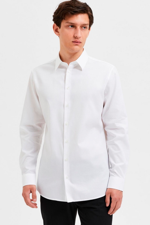 Selected SLIM NATHAN-SOLID Hemd LS Bright White