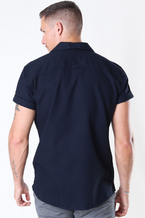 Only & Sons Andrew Waffle Hemd S/S Dark Navy