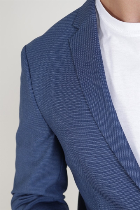 Selected Slim Mylo-Logan Blue StructUhre Blazer Dark Blue