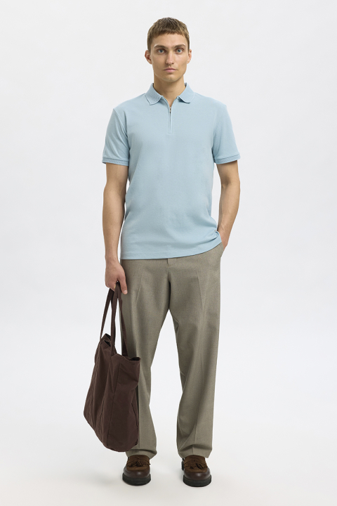 Selected Fave Zip Polo SS Winter Sky