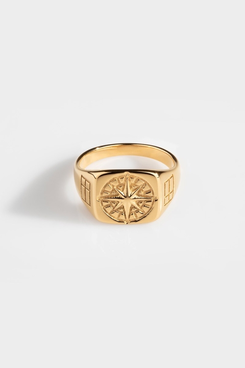 Northern Legacy Compass SignatUhre Ring Gold