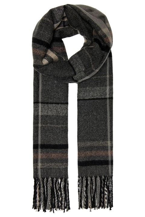 ONLY & SONS Lucas Check Knit Scarf Dark Grey Melange