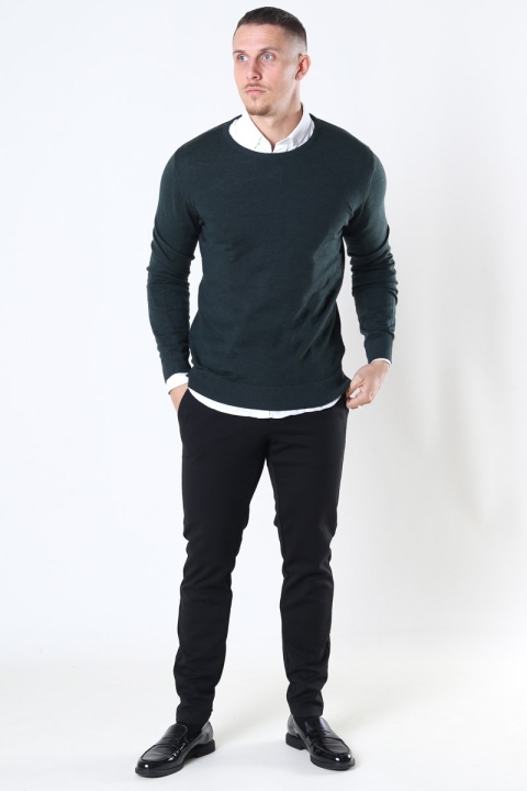 Clean Cut Copenhagen Merino Wool Crew Stricken Bottle Green