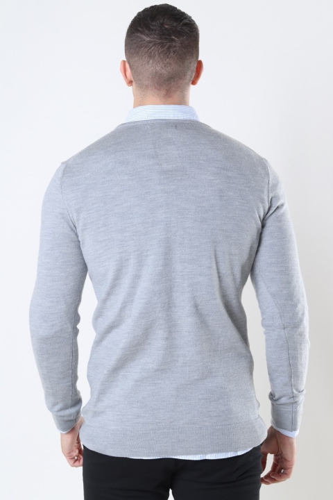 Clean Cut Copenhagen Merino Wool Crew Stricken Light Grey Mel