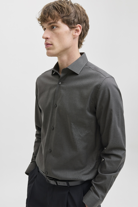 Jack & Jones Parker Wrinkle Resistant Hemd LS Dark Grey Melange