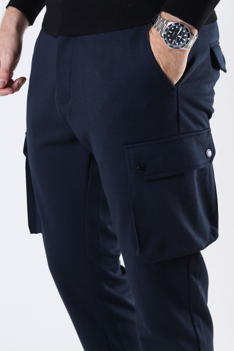 Clean Cut Copenhagen Milano Jersey Cargo Pants Navy