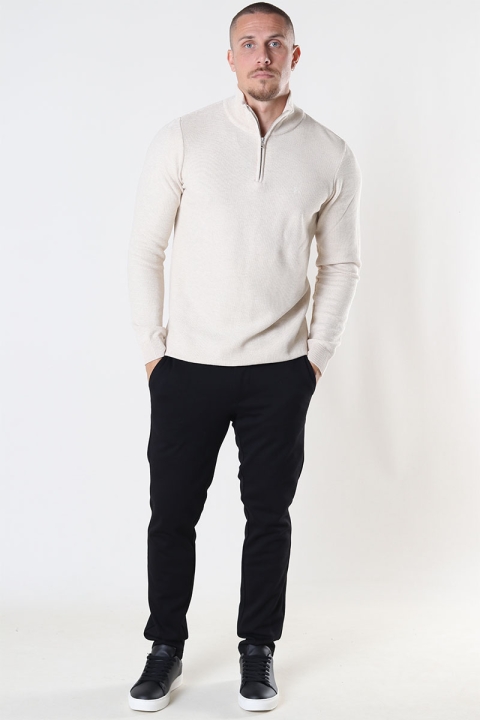 Clean Cut Copenhagen Lauritz 1/2 Zip Knit Ecru Melange