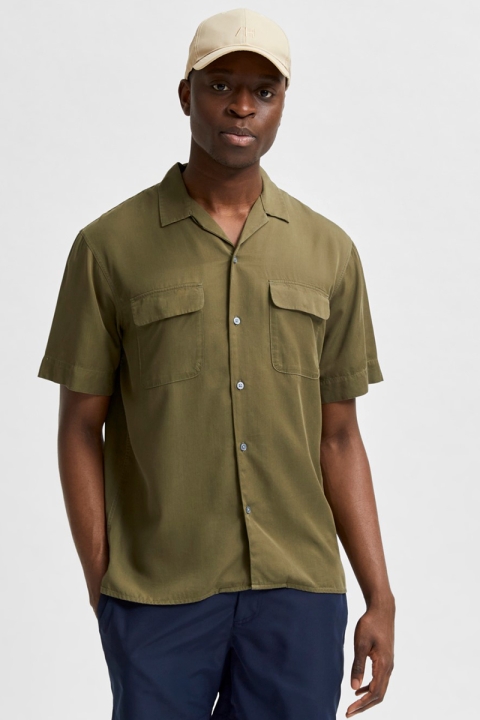 Selected SLHRELAXBILL Hemd SS G Olive Night