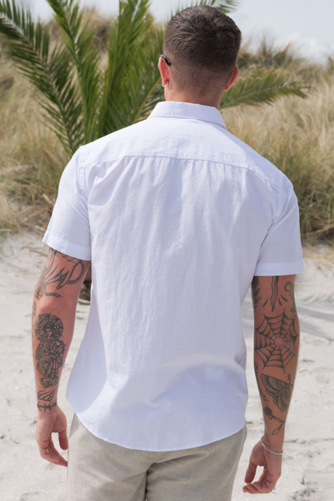 Selected Regular New Linen Hemd SS White