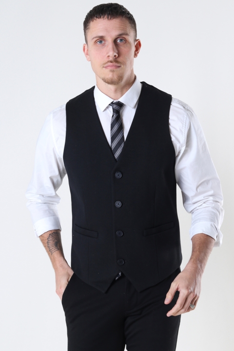 Clean Cut Copenhagen Milano Jersey Waistcoat Black