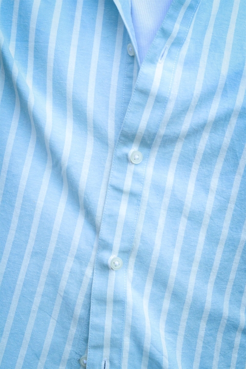 Selected Regular New Linen Hemd SS Cashmere Blue