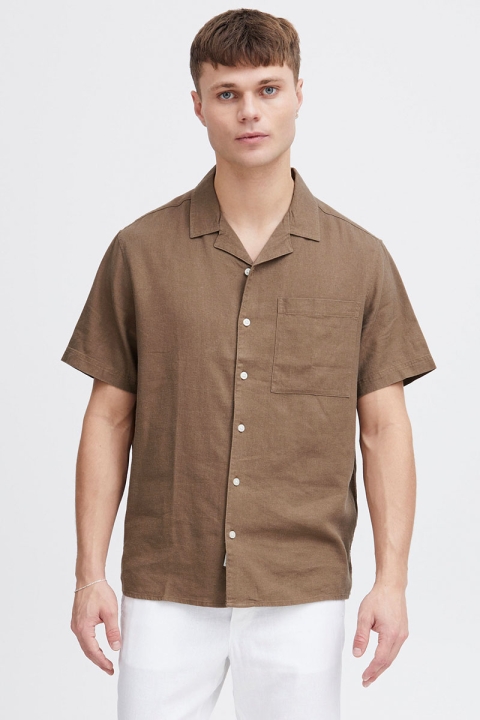 Solid Allan Cuba Linen Hemd Shitake