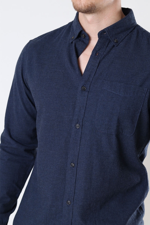 Jack & Jones CLASSIC MELANGE Hemd L/S Navy Blazer