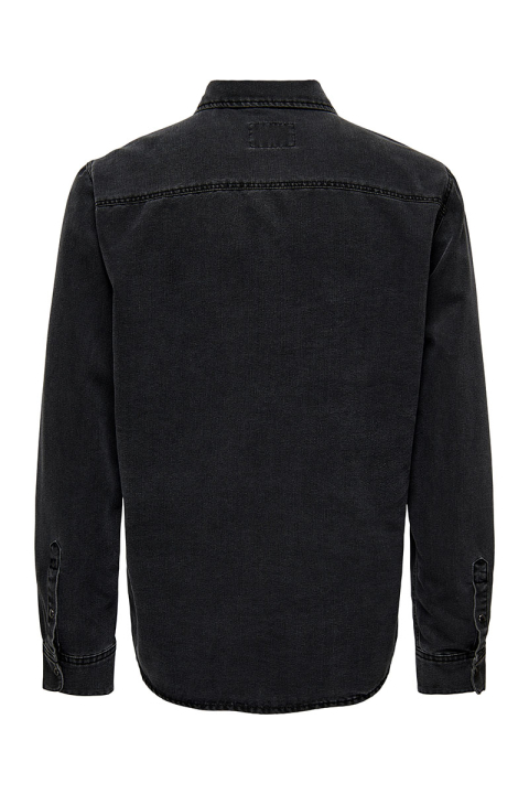 ONLY & SONS Bane Regular Fit Denim Hemd Dark Grey Denim