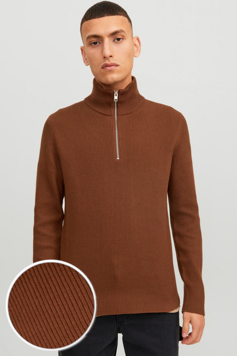 Jack & Jones PERFECT KNIT HALF ZIP Cambridge Brown