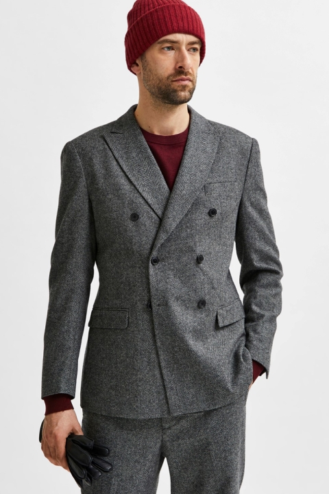 Selected SLHSLIM-OTIS DB BLZ B NOOS Grey Herringbone