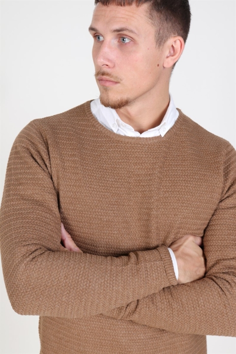 Clean Cut Aberdeen Crew Neck Stricken Warm Sand Melange