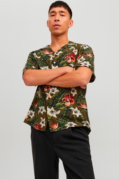 Jack & Jones Jeff Resort Floral Hemd SS Olive Night