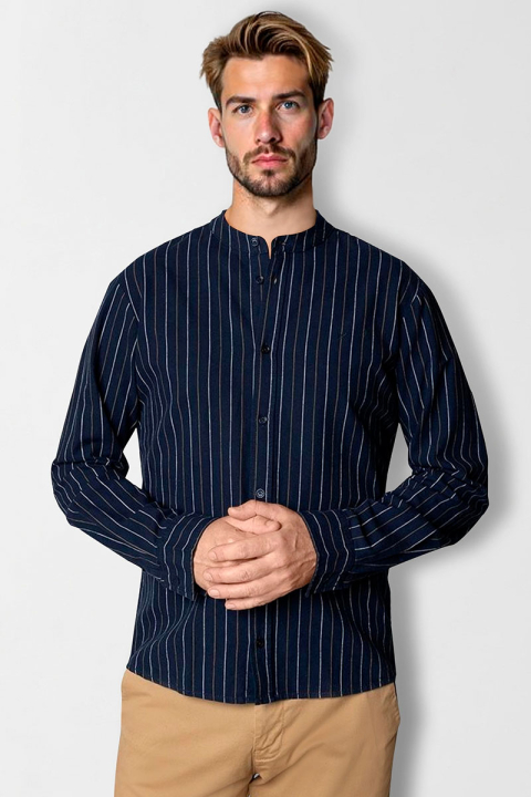 Clean Cut Copenhagen Ran Mao Hemd L/S Navy Stripe