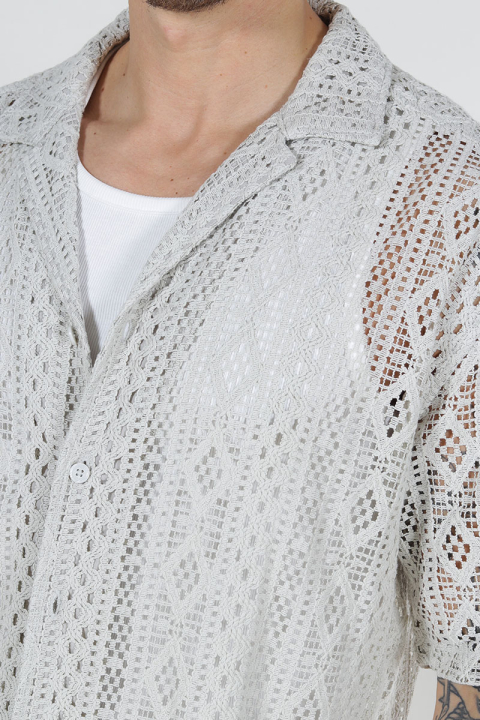 ONLY & SONS Novak Relax Resort SS Lace Hemd Moonstruck