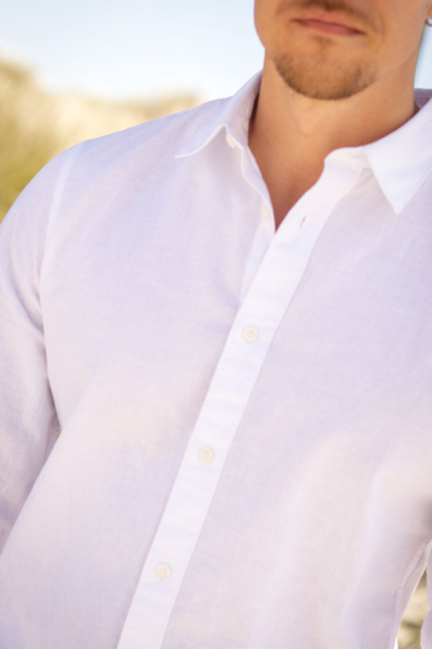 Selected Slim Sun Linen Hemd LS White